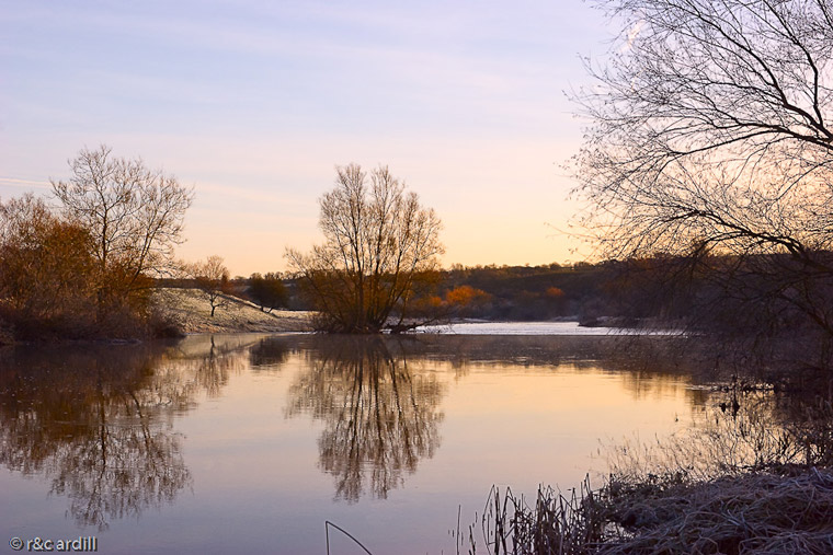 An early morning view of the River Boyne near Newgrange in winter