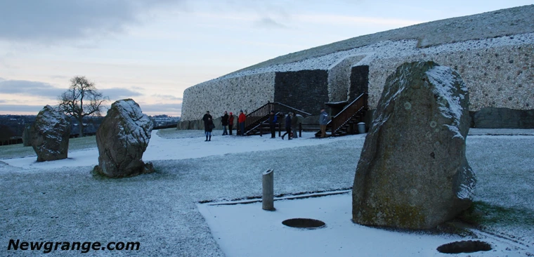 Newgrange Chamber showing the Tri-Spiral The standing stones at Newgrange originally formed a great circle
